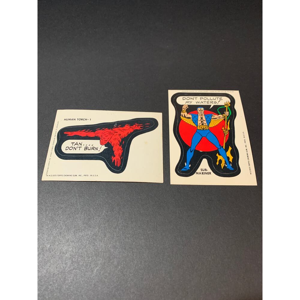 1975 Topps Marvel Comic Book Heroes Stickers Human Torch Sub Mariner Lot